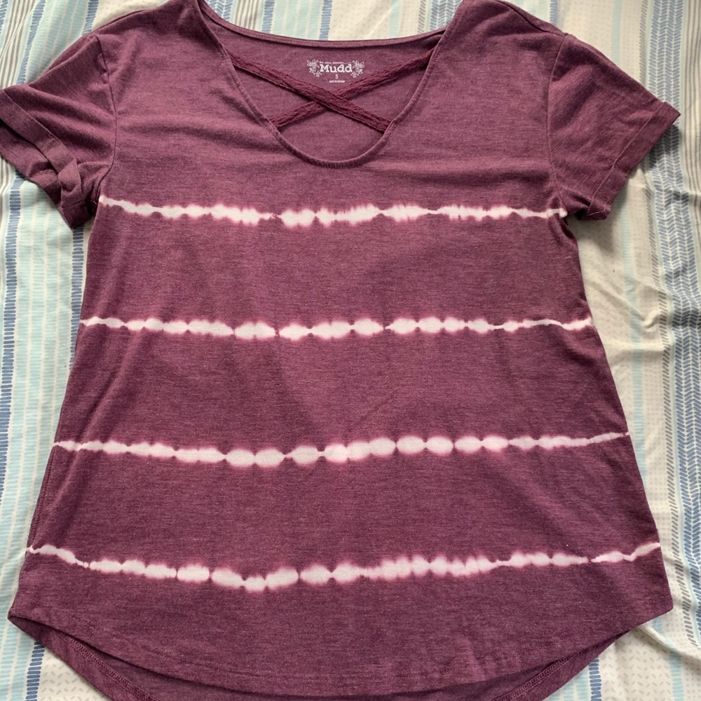 Purple striped shirt with lace